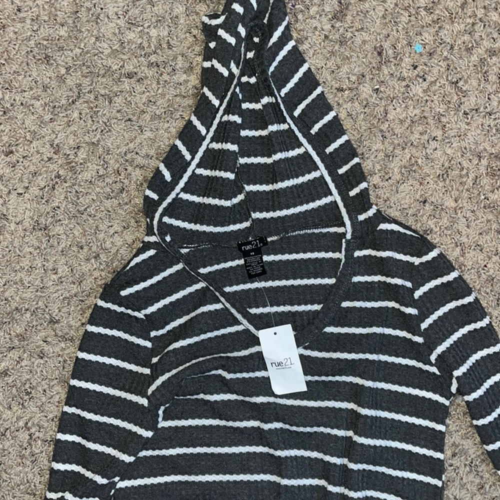 gray striped sweater
